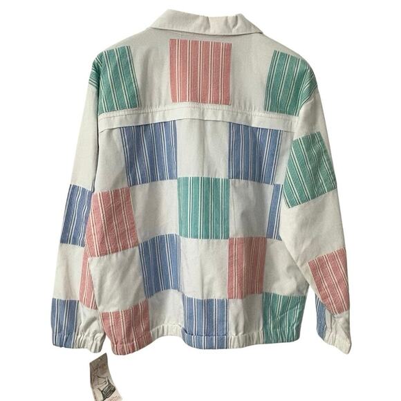 Koret Francisca Colorblock Seashell Zip Front Jacket Sz M 80s/90s Dead Stock Vtg - Picture 2 of 8